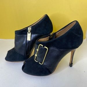 L.A.M.B. Black Peep toe Heels / Buckle Accent